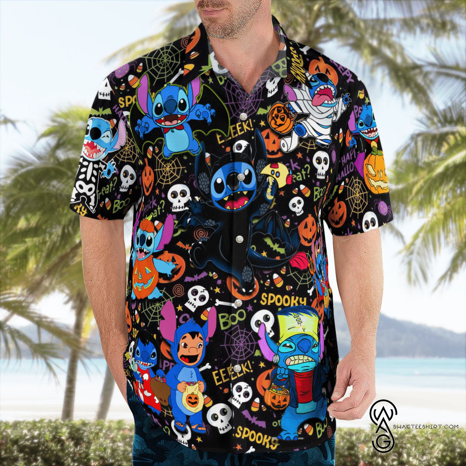 [Top Trending] Lilo And Stitch Movies Halloween Full Printing Hawaiian Shirt Funny Hawaiian Beach Gift Casual Shirt